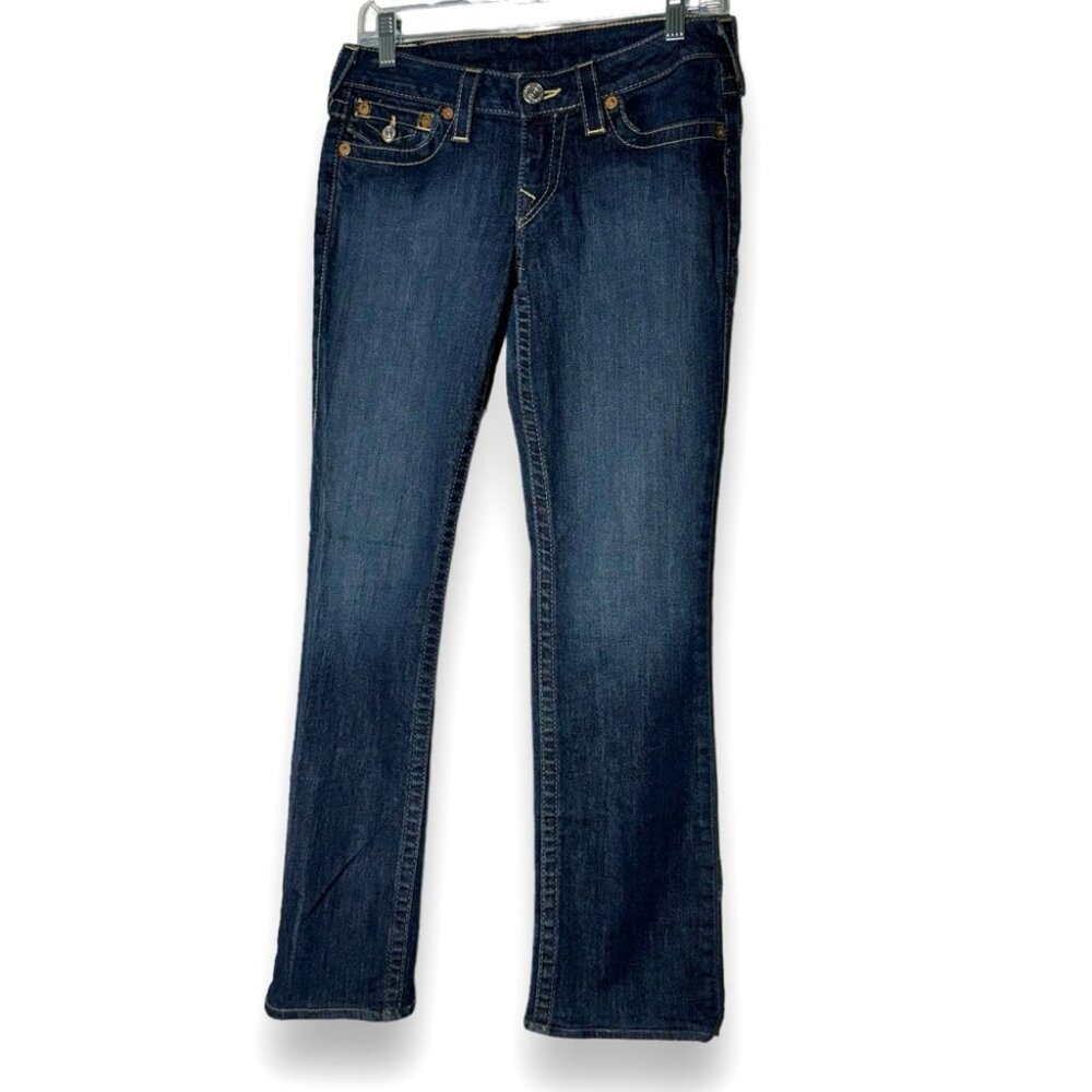 VTG True Religion Made In USA Straight Leg Jeans Denim Big T Joey Dark W27 Retro - Picture 3 of 11